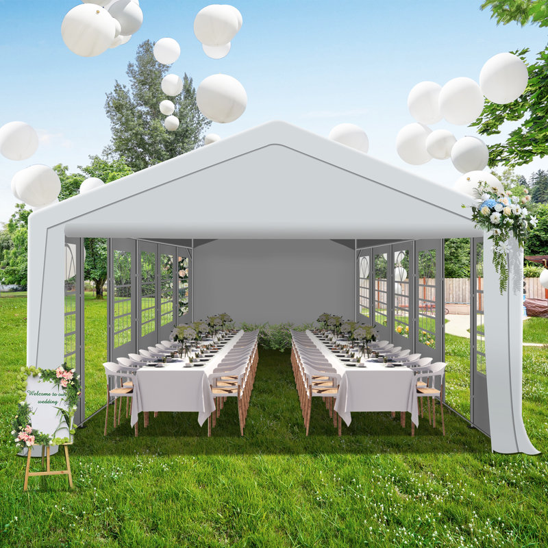 Galvanized Steel Party Tent Heavy Duty Wedding Tent with 4 Sandbags 13 ft x 20 ft